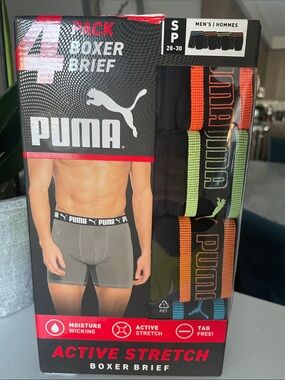 Puma 4-Pack Boxer Briefs in Black with Orange, Green and Blue Accents